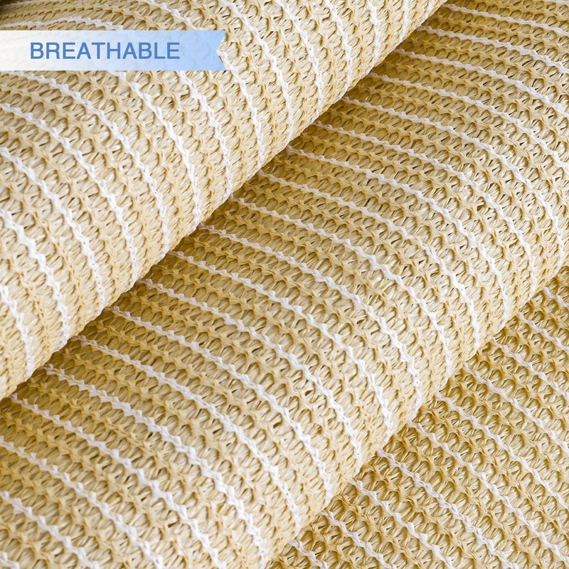 EK شراع ظل شمس E&K شروق الشمس 10' x 12' مستطيل غطاء ظل حجب الأشعة فوق البنفسجية للفناء الخلفي والحديقة الخارجية (بيج) - Image 3